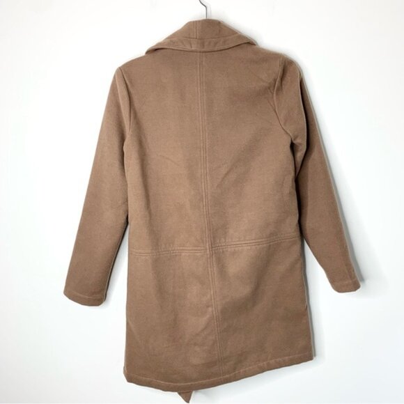 Anthropologie BB DAKOTA Felt Cute Might Cozy Coat Jacket Wrap Camel Size XS - Picture 9 of 14